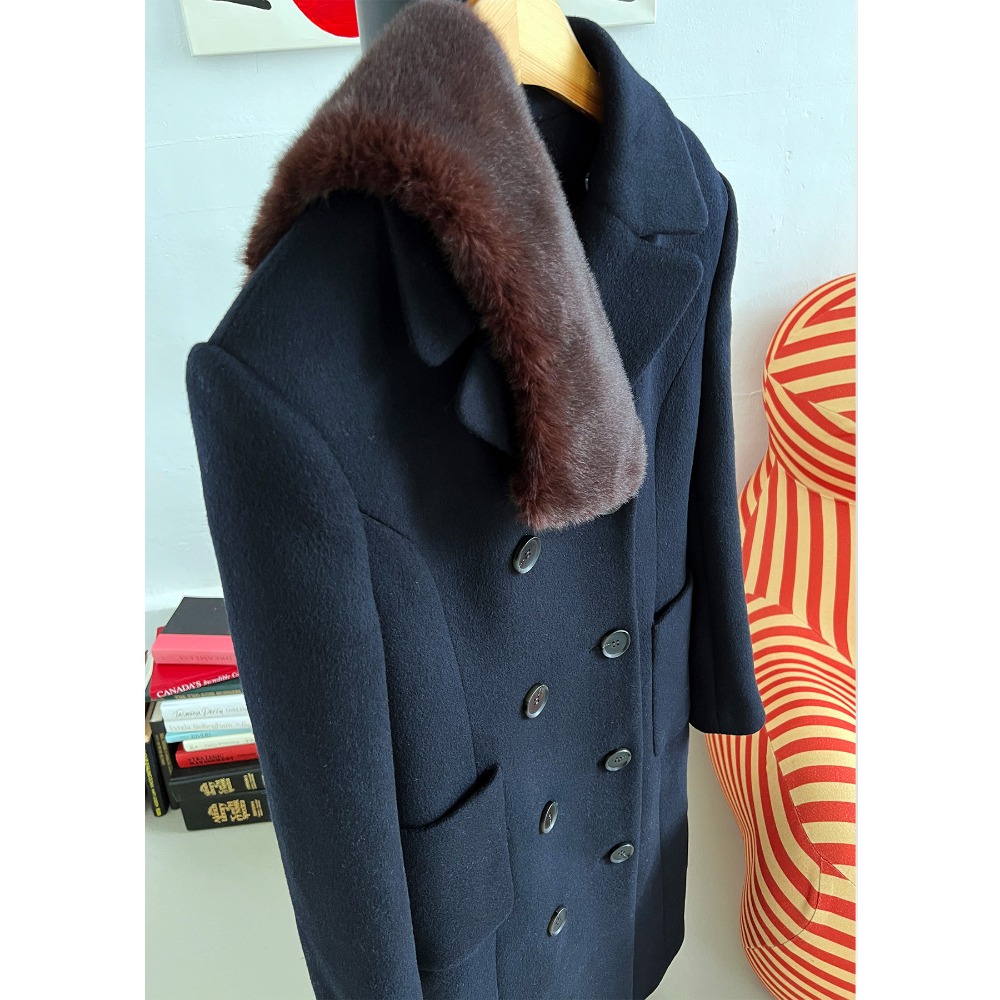 Lady wool tailored coat (navy)