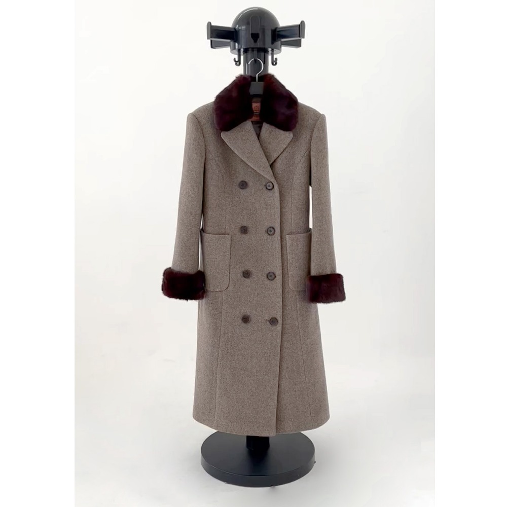 Lady wool tailored coat (brown)