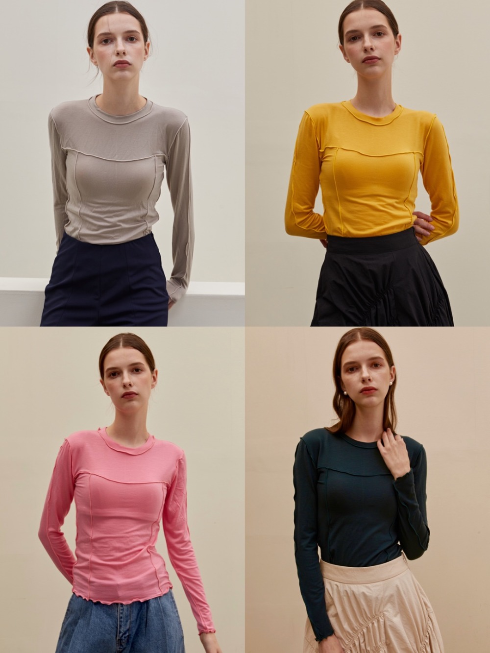 Line Stitch Soft Jersey Top (4colors)