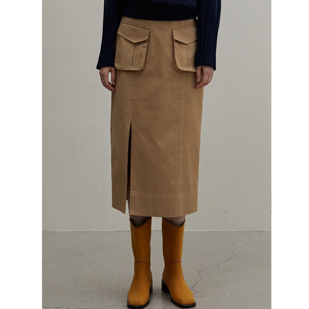 Cargo Slit midi Skirt (2colors)